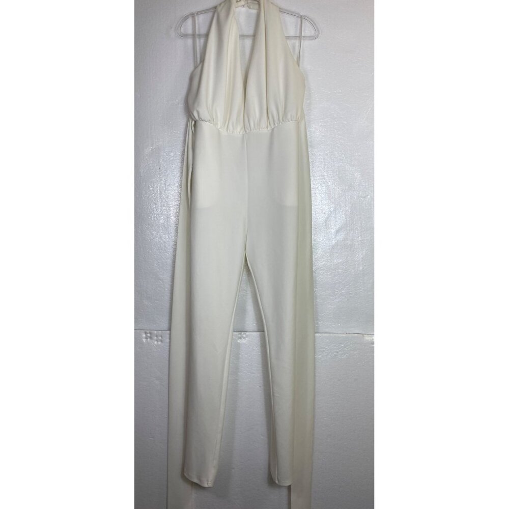 White Halter Neck‎ Sleeveless Jumpsuit Fashion Nova XL Sexy Marilyn Monroe Luxe